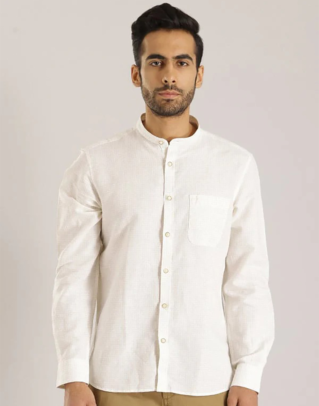 Indian Terrain Men All Over Print Off White Shirt